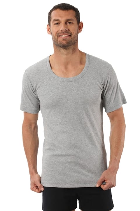 Ribana Pamuklu Geniş Yaka Kısa Kollu Fanila Özkan 0115 - Gri