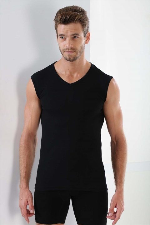 Ribana Siyah V Yaka Kolsuz Atlet Erkek Arma Yıldız 1115