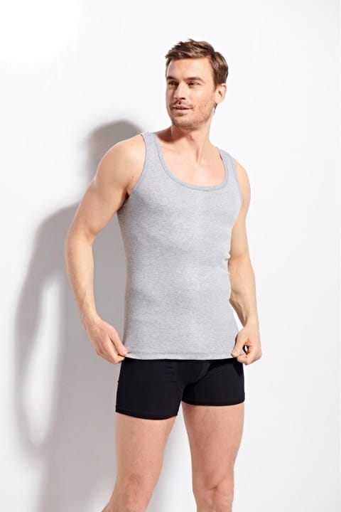 Ribana Pamuklu Gri Atlet Erkek Kolcu 1230