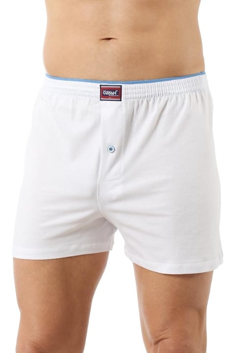 Beyaz Düğmeli Pamuklu Boxer Erkek Özkan 0041 - Beyaz