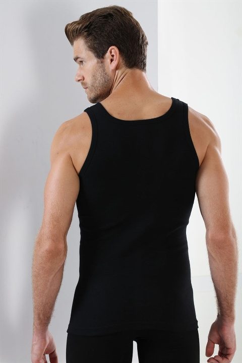 Pamuklu Likralı Atlet 3'lü Paket Erkek Arma Yıldız 1171 - Siyah