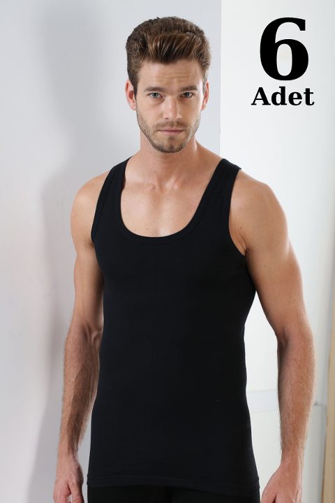 Pamuklu Esnek Kesim Siyah Atlet Arma Yıldız 1107