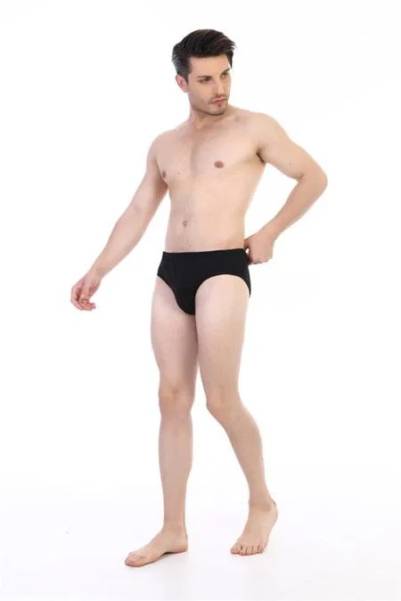 Pamuklu Yüksek Bel Erkek Slip Çift Kaplan 741 - Siyah