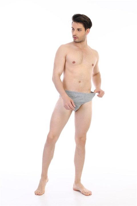 Pamuklu Yüksek Bel Erkek Slip Çift Kaplan 741 - Gri