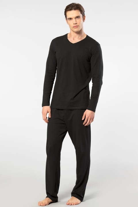 Modal Pamuklu Uzun Kollu Pijama Takımı Cacharel 2237