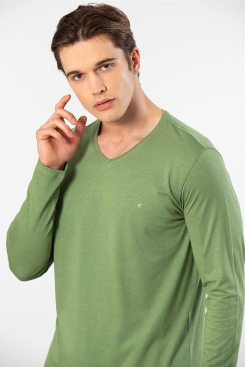 Modal Pamuk Uzun Kollu Erkek Pijama Takımı Cacharel 2237 - Yeşil