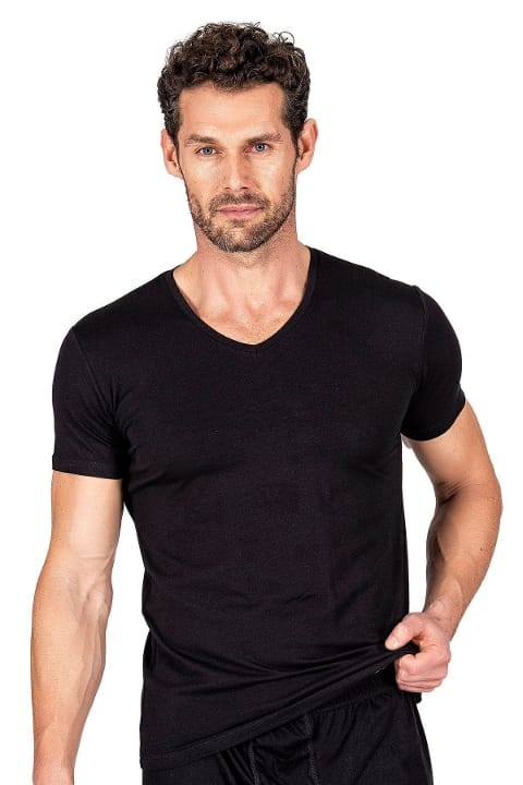 Pamuklu Modal Esnek Kısa Kollu T-Shirt Fanila Özkan 11143 - Siyah