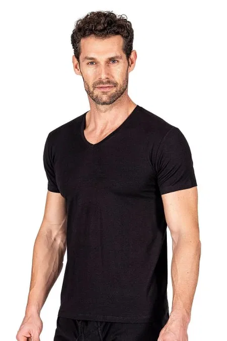Pamuklu Modal Esnek Kısa Kollu T-Shirt Fanila Özkan 11143 - Siyah