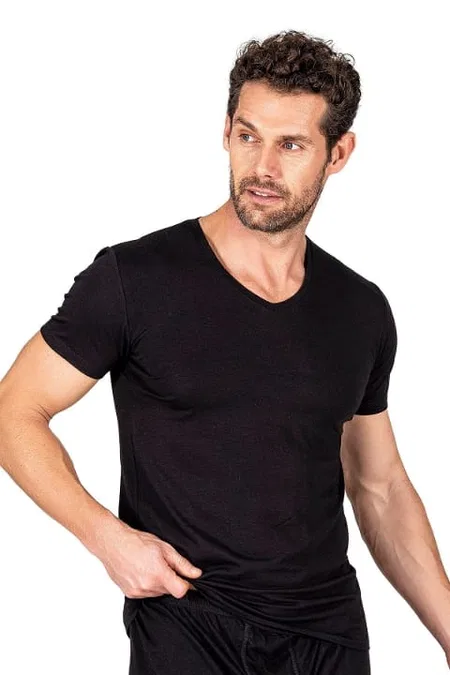Pamuklu Modal Esnek Kısa Kollu T-Shirt Fanila Özkan 11143 - Siyah