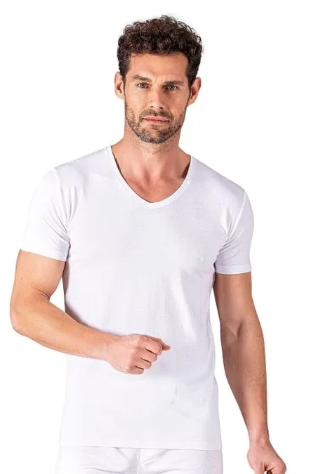 Pamuklu Modal Esnek Kısa Kollu T-Shirt Fanila Özkan 11143 - Beyaz