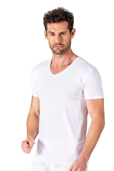 Pamuklu Modal Esnek Kısa Kollu T-Shirt Fanila Özkan 11143 - Beyaz