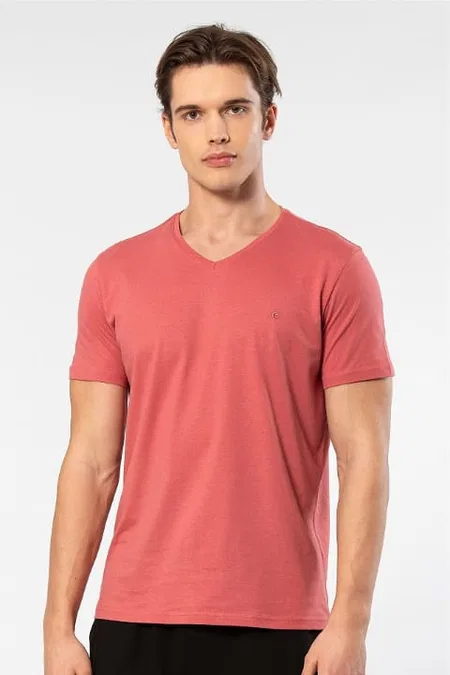 Cacharel V Yaka Kısa Kollu Modal Pamuk T-shirt Cacharel 2170