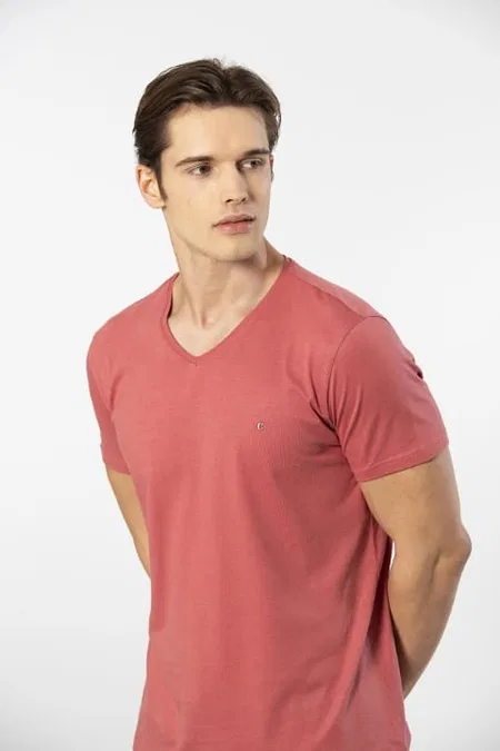 Cacharel V Yaka Kısa Kollu Modal Pamuk T-shirt Cacharel 2170 - Görsel 2