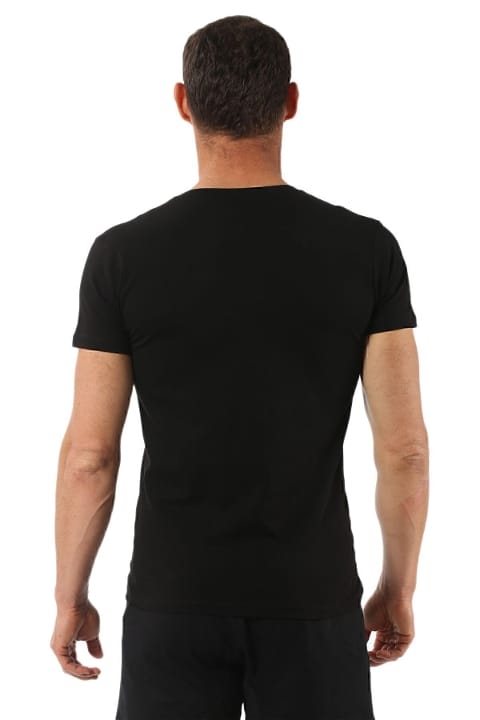 Pamuklu Yarım Kol V Yaka T-Shirt Erkek Atlet Özkan 0273 - Siyah