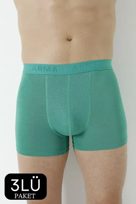 Bambu Kumaşlı Esnek Bel Boxer 3'lü Paket Arma Yıldız 1172 - Yeşil