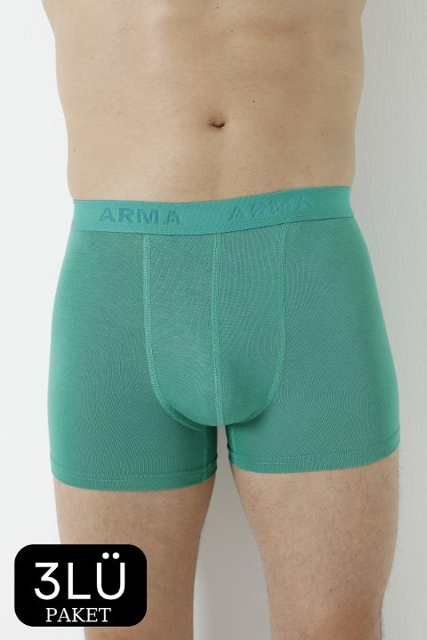 Bambu Kumaşlı Esnek Bel Boxer 3'lü Paket Arma Yıldız 1172 - Yeşil