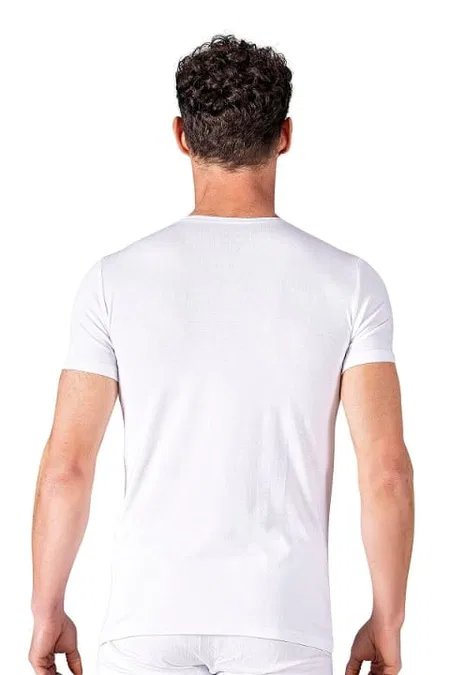 Pamuklu Modal Elastan Yarım Kol T-Shirt Fanila Özkan 11144 - Beyaz