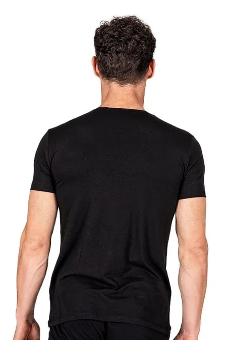 Pamuklu Modal Elastan Yarım Kol T-Shirt Fanila Özkan 11144 - Siyah