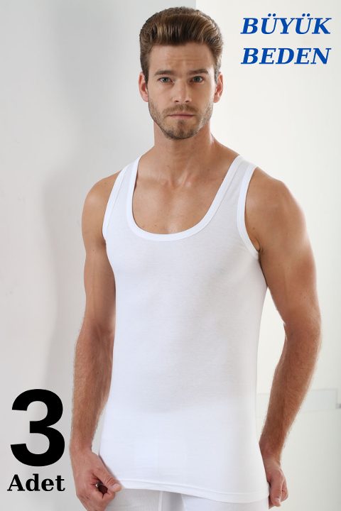 Pamuklu Ribana Erkek Atlet Arma Yıldız 1142 - Beyaz