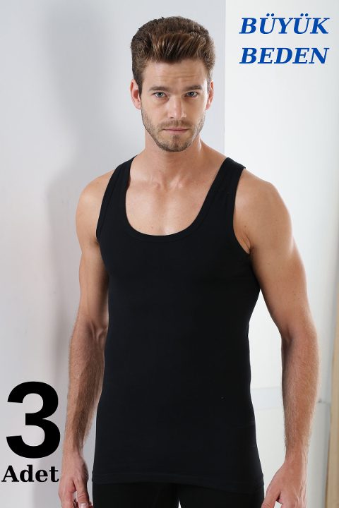 Pamuklu Ribana Askılı Erkek Atlet Arma Yıldız 1142 - Siyah