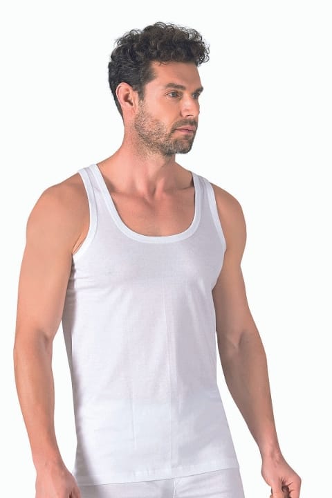 Pamuklu Esnek Kalın Askılı Erkek Atlet Özkan 11407 - Beyaz