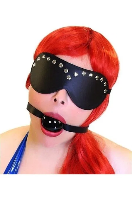 Fantezi Göz Bandı Ağız Topu Harness Set missisX 6045 - Siyah