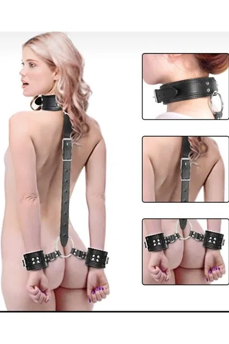 Fantezi Kelepçeli Deri Harness missisX 5237 - Siyah