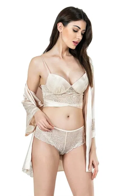 Geniş Kemerli Jartiyer Takım Ahu 7655 - Ekru