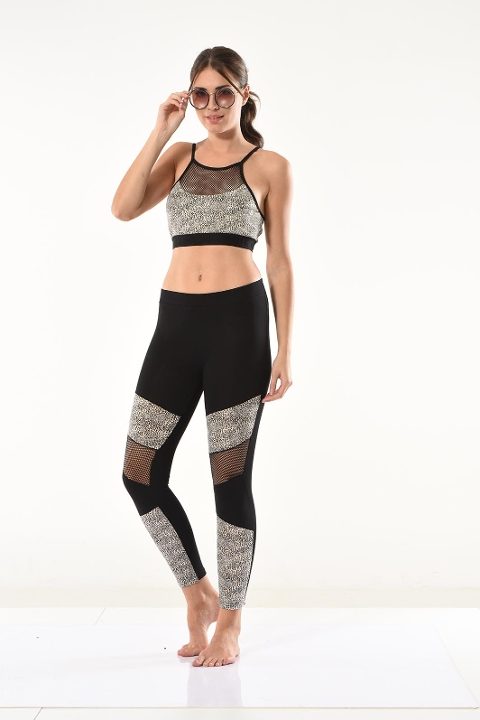 Derya Kurşun Fileli Yüksek Bel Tayt Takım Derya 532