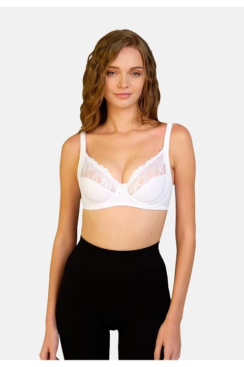 Dantel Detaylı Toparlayıcı Sütyen Eros 360 - Beyaz