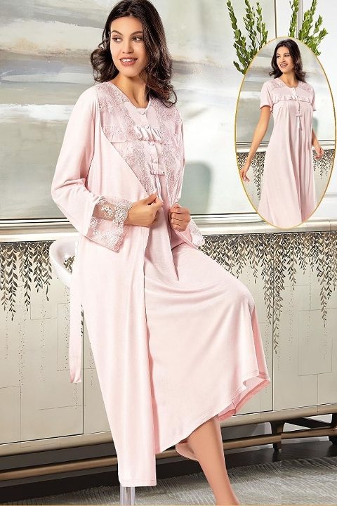 Fırfırlı A Kesim Lohusa Sabahlık Takımı XSES 2375