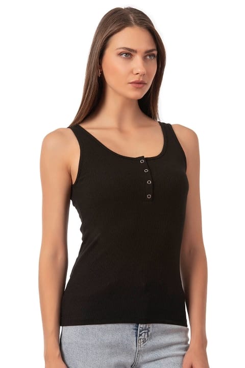 Kalın Askılı Pamuklu Likralı Atlet Özkan 27063 - Siyah