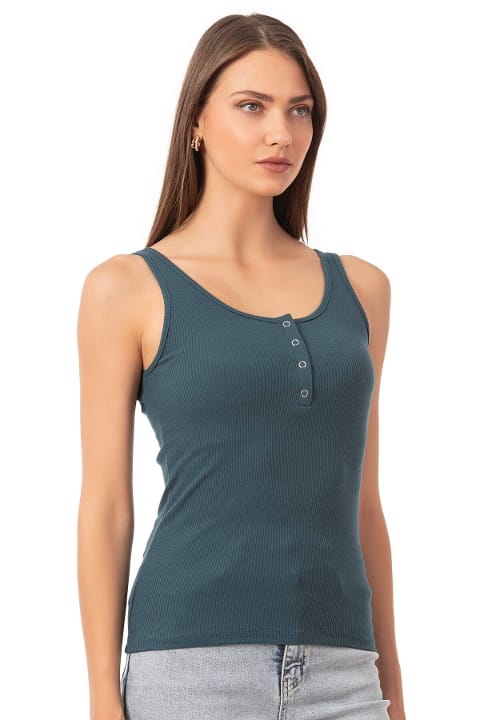 Kalın Askılı Pamuklu Likralı Atlet Özkan 27063 - Yeşil