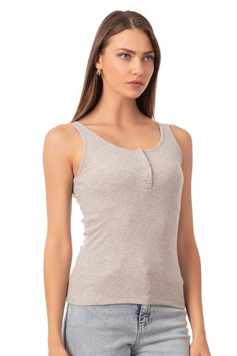 Kalın Askılı Pamuklu Likralı Atlet Özkan 27063 - Gri