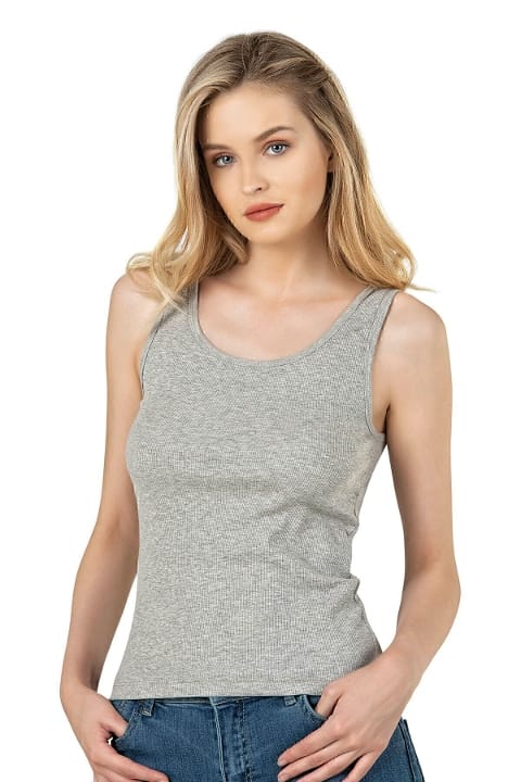 Pamuklu Fitilli Kalın Askılı Kadın Atlet Özkan 26815 - Gri