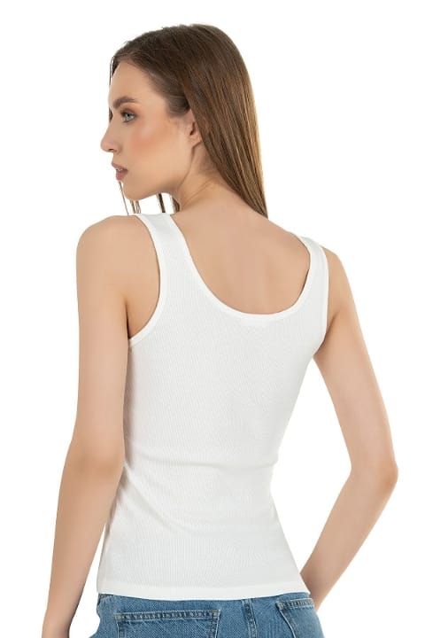 Pamuklu Fitilli Kalın Askılı Kadın Atlet Özkan 26815 - Ekru