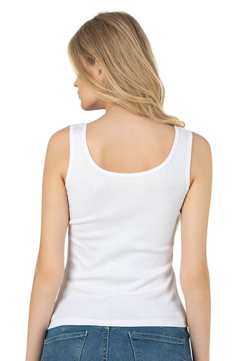 Pamuklu Fitilli Kalın Askılı Kadın Atlet Özkan 26815 - Beyaz