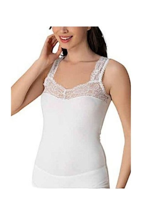 Geniş Dantel Askılı Kadın Atlet İMER 1266 - Beyaz