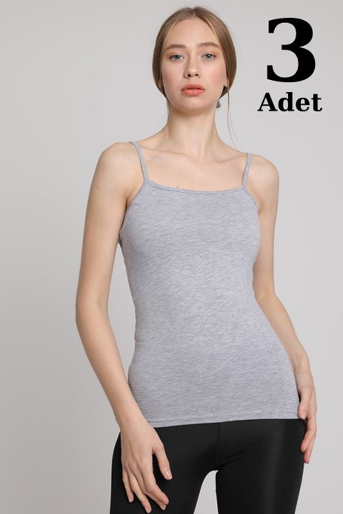 Likralı Gri İp Askı Atlet Arma Yıldız 3356