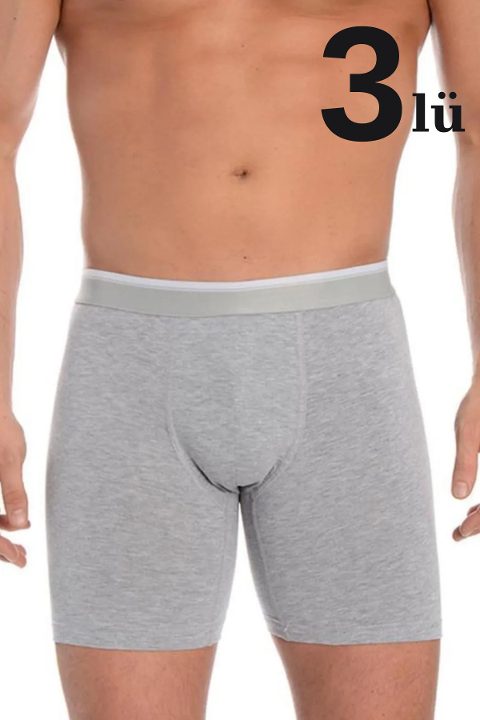 Gri Likralı Uzun Boxer Pamuklu Arma Yıldız 1173 - Gri