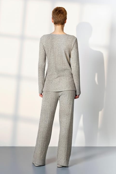 Gri Melanj Viskon Düğmeli Yaka Kadın Pijama Takımı Doreanse 25K4040 - 2