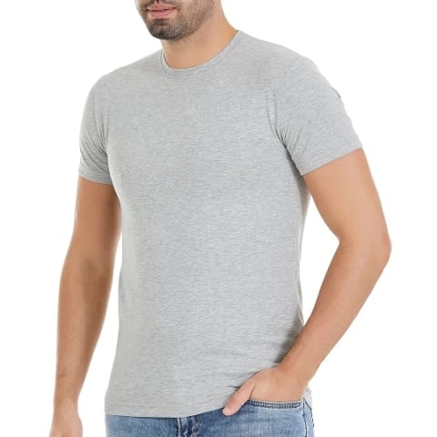 Likralı Gri O-Yaka Kısa Kollu T-Shirt Yıldız 92