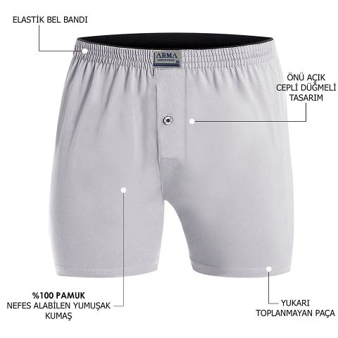 Gri Pamuk Süprem Havlu Bel Boxer Arma 1140 - Gri