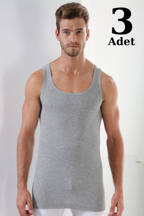 Pamuk Ribana Gri Erkek Atlet Arma Yıldız 1007 - Gri