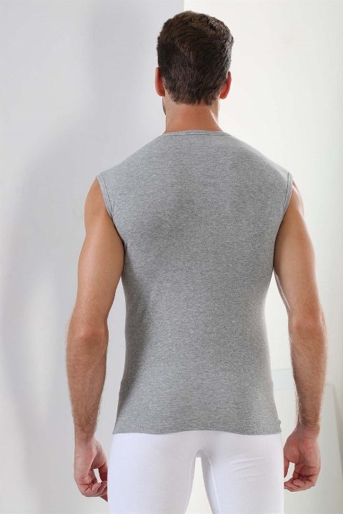 Gri Ribana Kolsuz Atlet Pamuklu Arma 1110 - Gri