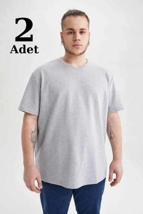 Gri Pamuk O Yaka Büyük Beden Atlet Arma Yıldız 1161 - Gri