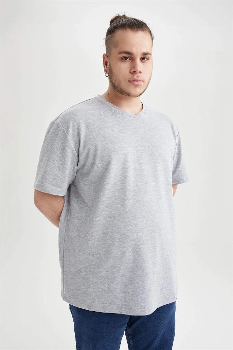 Gri Pamuk O Yaka Büyük Beden Atlet Arma Yıldız 1161 - Gri