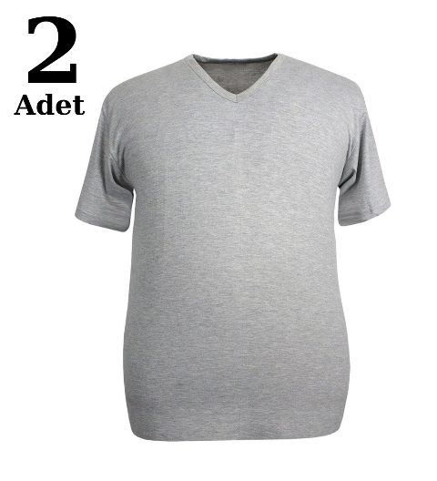 Gri Pamuk Penye Süprem V Yaka Büyük Beden Atlet Arma Yıldız 1160