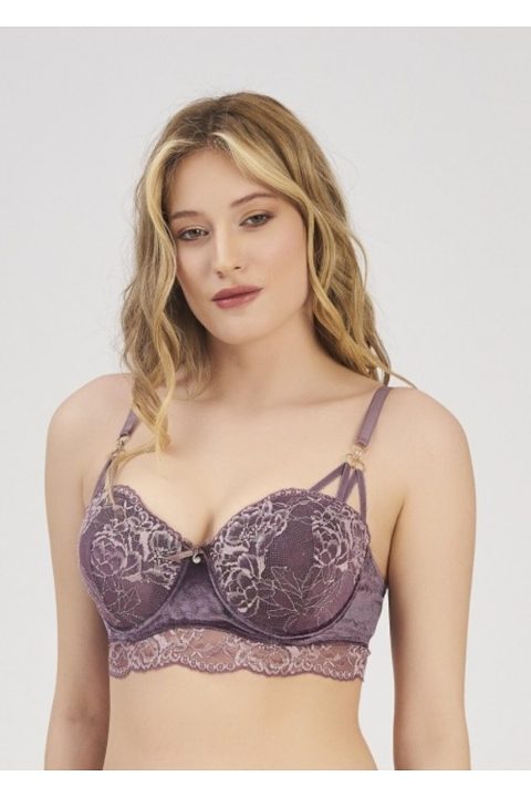 Dantel İşlemeli Kadife Sütyen Gül Kurusu Moonlight 2215