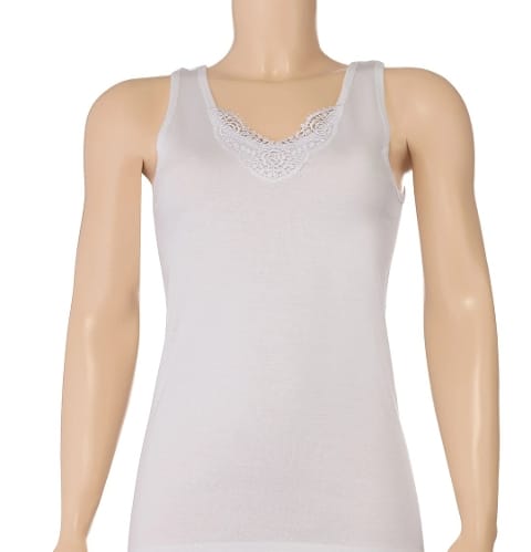 Pamuklu Güpürlü Kalın Askılı Atlet Beyaz Yıldız 2027 - Beyaz